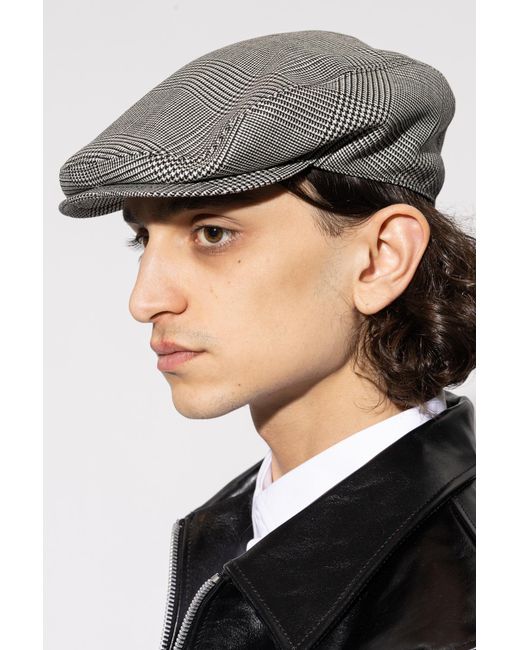 Dolce & Gabbana Gray Woolen Houndstooth Flat Cap for men