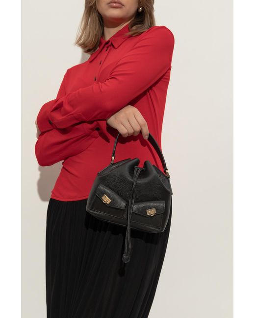 Ferragamo Black Leather Bucket Shoulder Bag