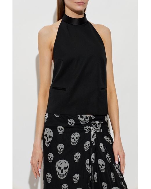 McQueen Black Wool Top