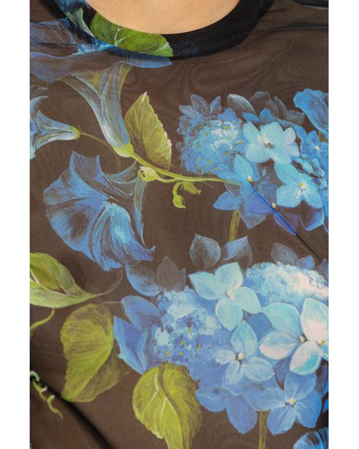 Dolce & Gabbana Blue T-shirt With Floral Motif,
