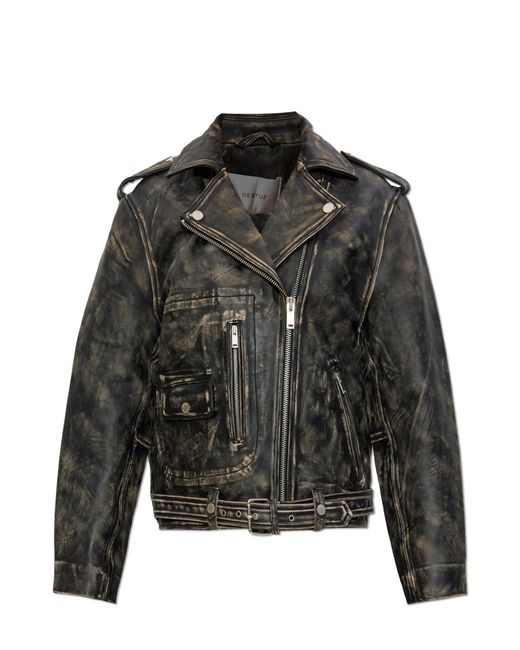 Gestuz Black Leather Jacket 'Gzrylee'