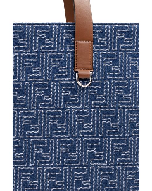 Fendi Blue Shopper Bag "Ff Medium" for men