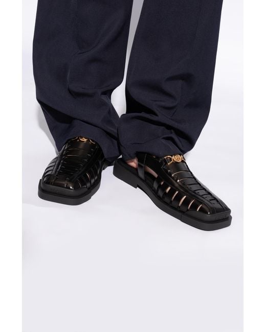 Versace Blue Leather Sandals for men