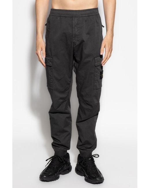Stone Island Black Trousers With Logo for men