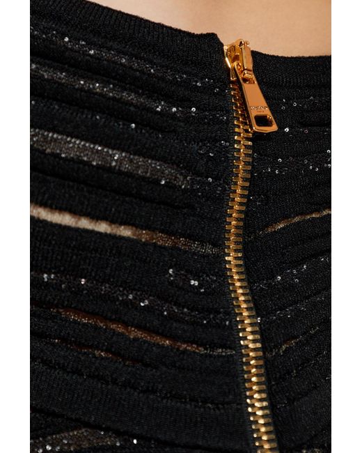 Balmain Black Dress With Shimmering Sequins