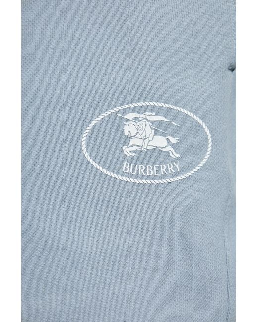 Burberry Blue Shorts With Printed Logo for men