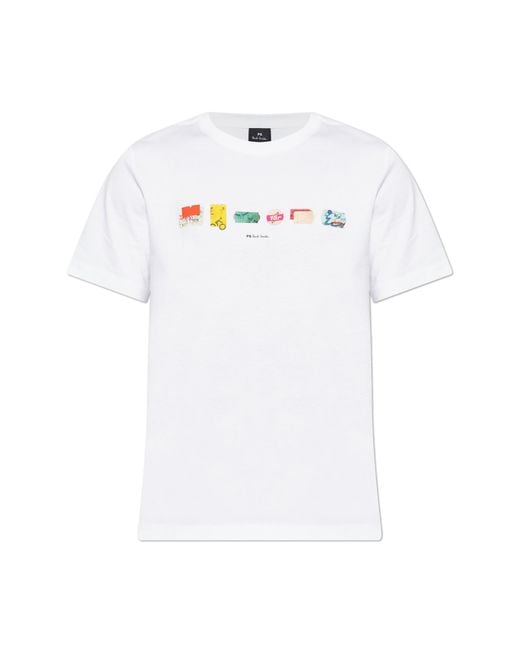 Paul Smith White T-Shirt With Colorful Print for men
