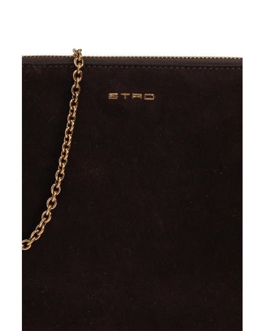 Etro Black Suede Bag With Logo