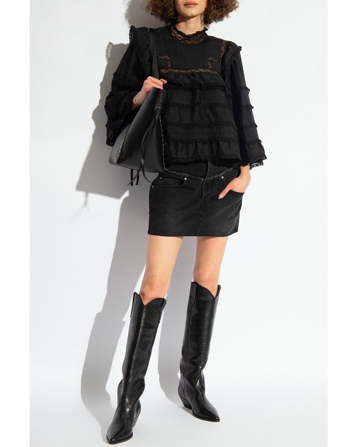 Isabel Marant 'narjis' Denim Skirt in Black | Lyst UK