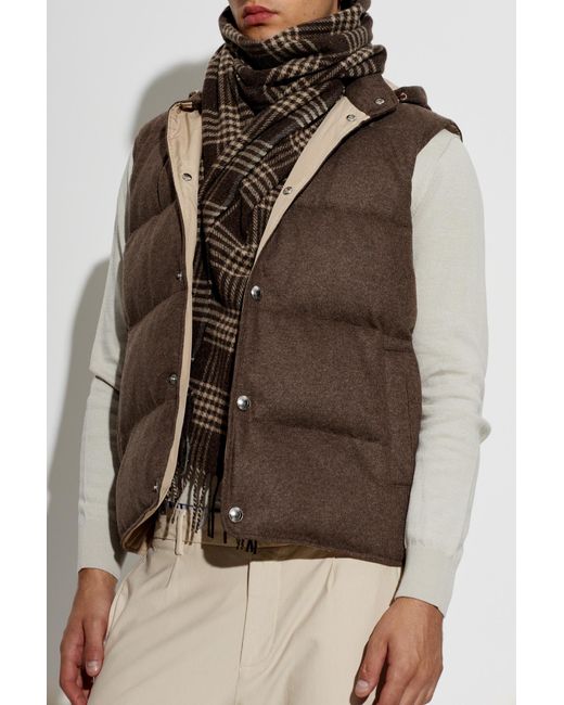Eleventy Brown Scarf With A Check Pattern for men
