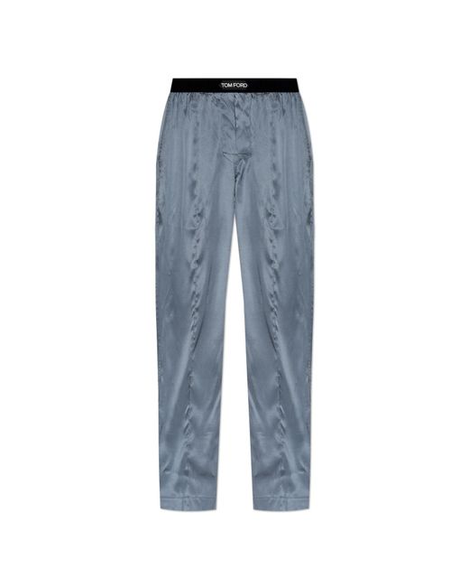 Tom Ford Blue Silk Pajama Bottoms for men