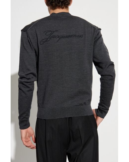 Jacquemus Black Wool Cardigan 'Brode' for men