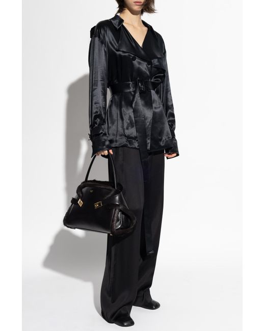 Ferragamo Black Short Satin Coat