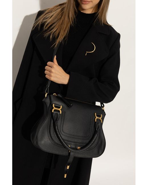 Chloé Black 'Marcie Medium' Leather Shoulder Bag