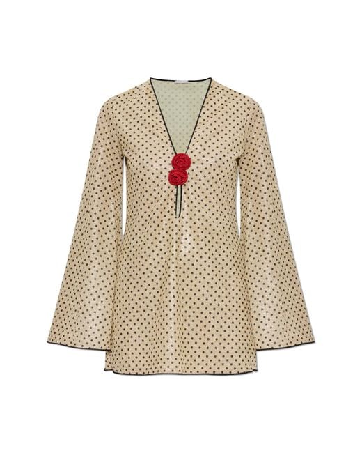 Oseree Natural Dress With Lurex Thread