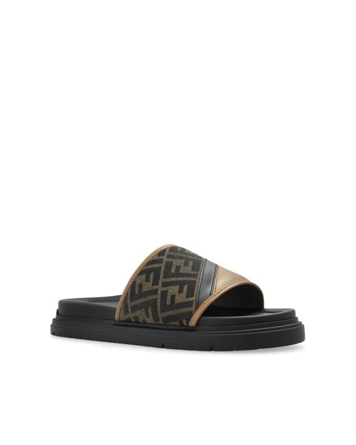Fendi Black Slides With Monogram for men