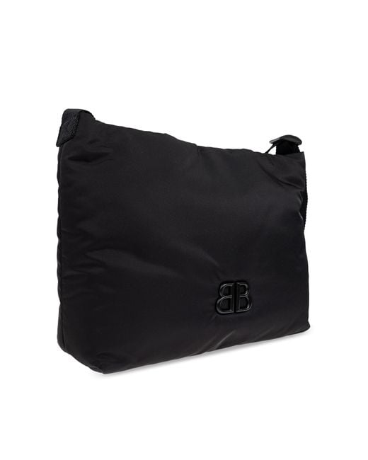 Balenciaga Black Shoulder Bag With A Logo-Shaped Appliqué for men