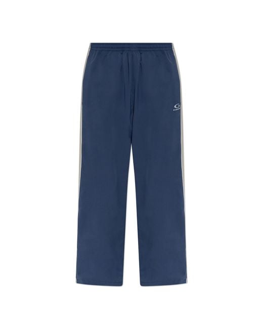 Balenciaga Blue Sweatpants With Embroidered Logo for men