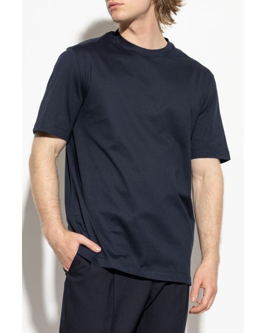 Brioni Blue T-Shirt With Patch for men