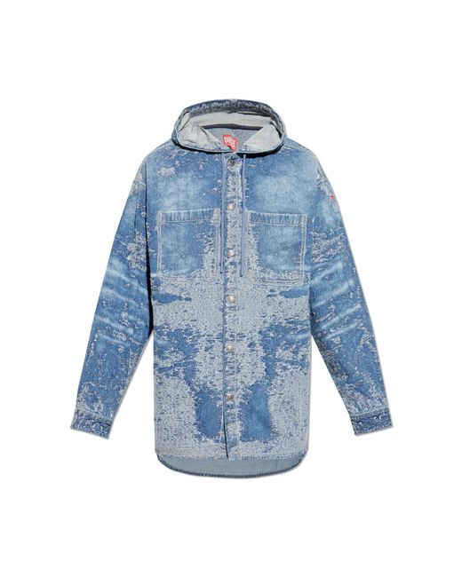 DIESEL Blue Denim Shirt With Hood D-Dewnys-Hood-S for men