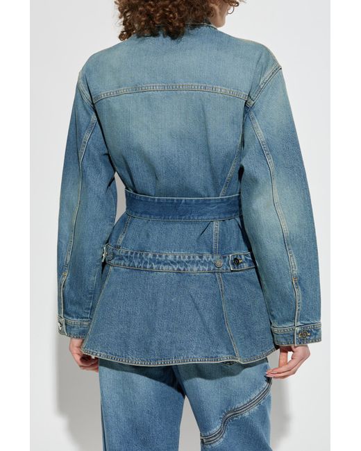 Alaïa Blue Denim Jacket With Belt