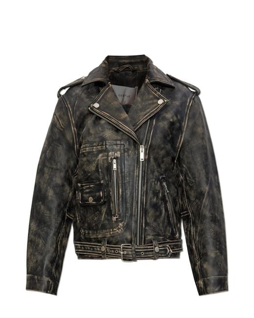 Gestuz Black Leather Jacket 'Gzrylee'