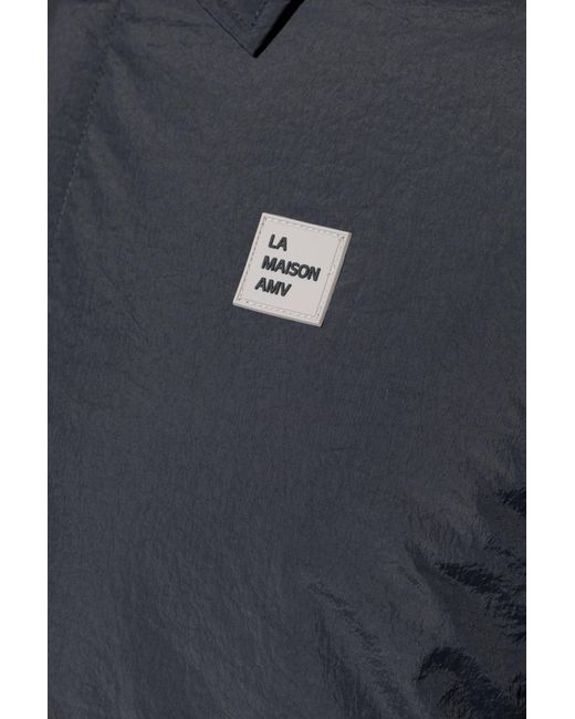 American Vintage Blue Insulated Jacket With Logo Patch, for men