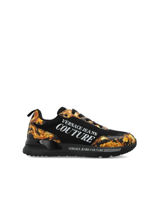 Versace Jeans Couture Black Sports Shoes With "Barocco" Print for men