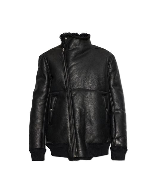 Rick Owens Black Leather Jacket for men