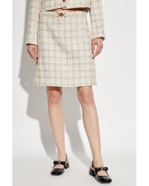 Versace Natural Tweed Skirt With Lurex Thread