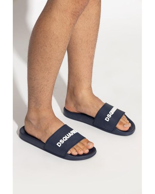 DSquared² Blue Flip-Flops With Logo for men
