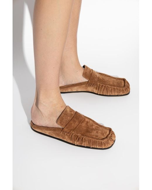 Jil Sander Brown Suede Slides