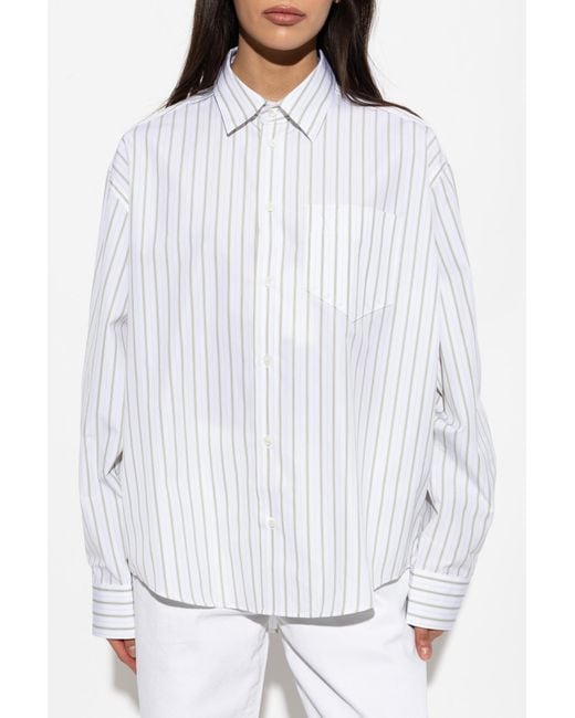 AMI White Shirt With A Stripe Pattern