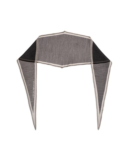 Emporio Armani Gray Asymmetrical Scarf With Logo