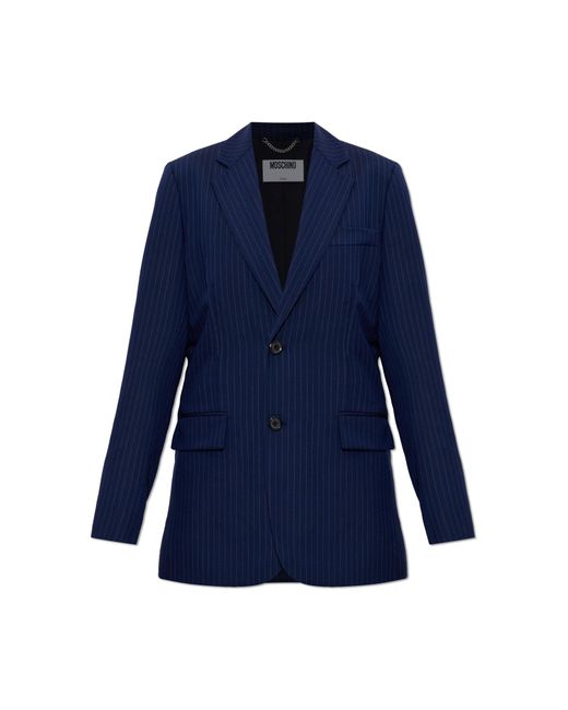 Moschino Blue Blazer Made Of Combined Fabrics