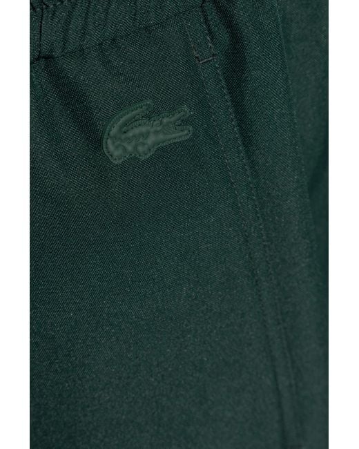 LACOSTE RUNWAY Green Pants With Logo for men