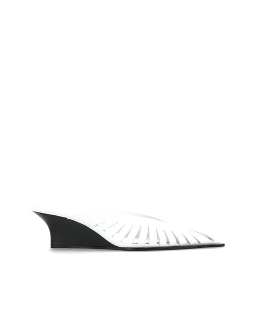 IRO White Wedge Heel Mules 'Fauve'