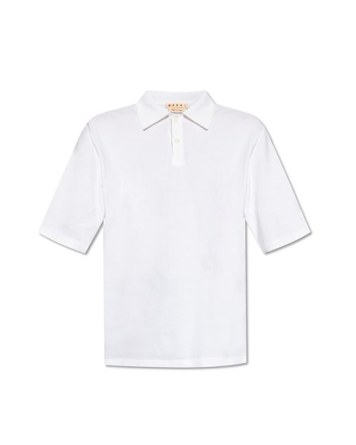 Marni White Cotton Polo Shirt, for men