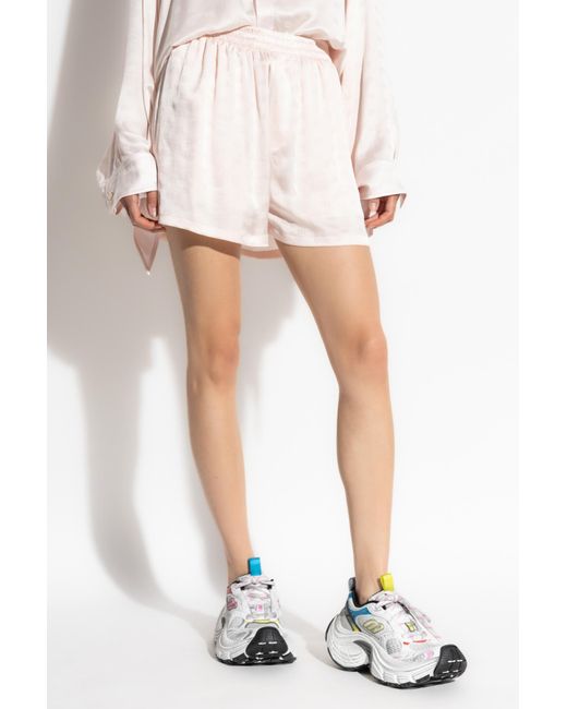 Balenciaga White Silk Shorts With Monogram