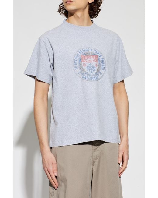 Balenciaga Gray T-Shirt With Print for men