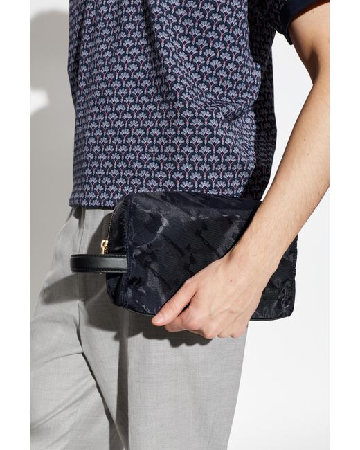 Paul Smith Blue Cosmetic Bag With Logo Patch for men