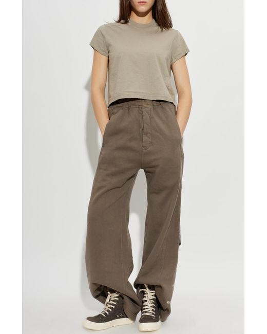 Rick Owens Natural T-Shirt With A Decorative Stripe