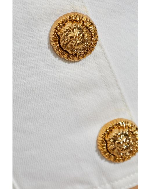 Balmain White Short Off-Shoulder Top