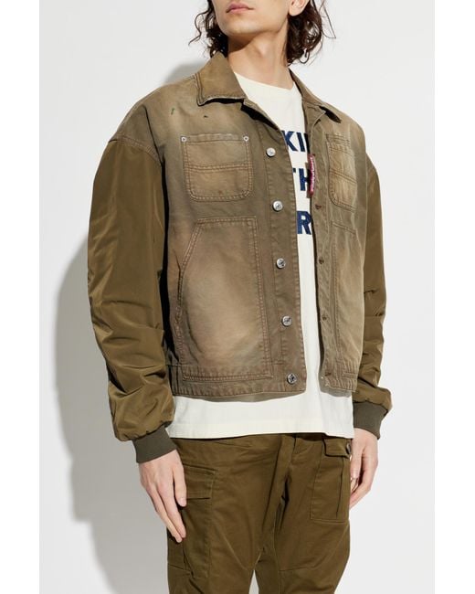 DSquared² Brown Denim Jacket With A Vintage Effect for men