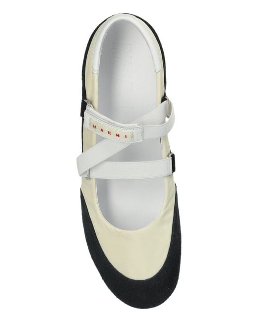 Marni White Ballet Flats With Logo Patch