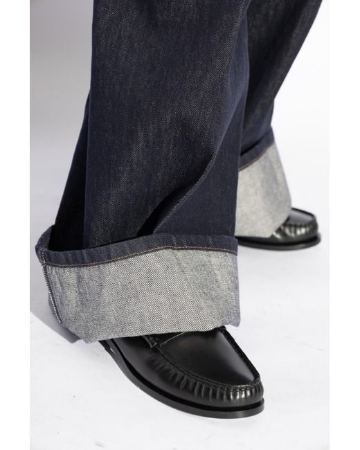 Max Mara Black Leather Shoes Type Loafers