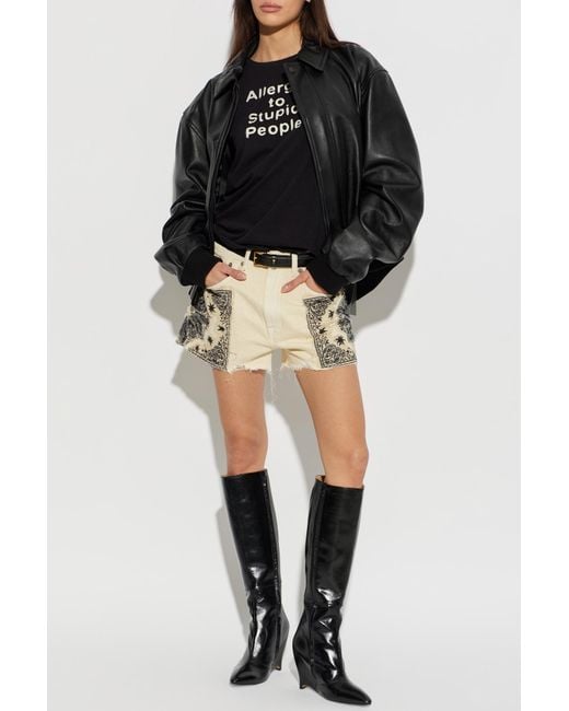 R13 Natural Shorts With Appliqués