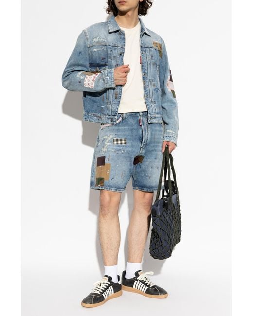 DSquared² Blue 'Boxer' Denim Shorts for men