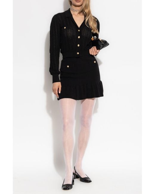 Alessandra Rich Black Cardigan With Decorative Knit