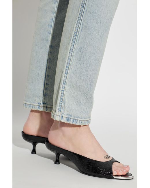 DIESEL Black Heeled Mules 'D-Diams-Sa-40'